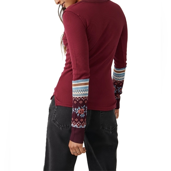 Free People Tops - NWT Free People Mikah Layering Cuff Wine Combo Size S
